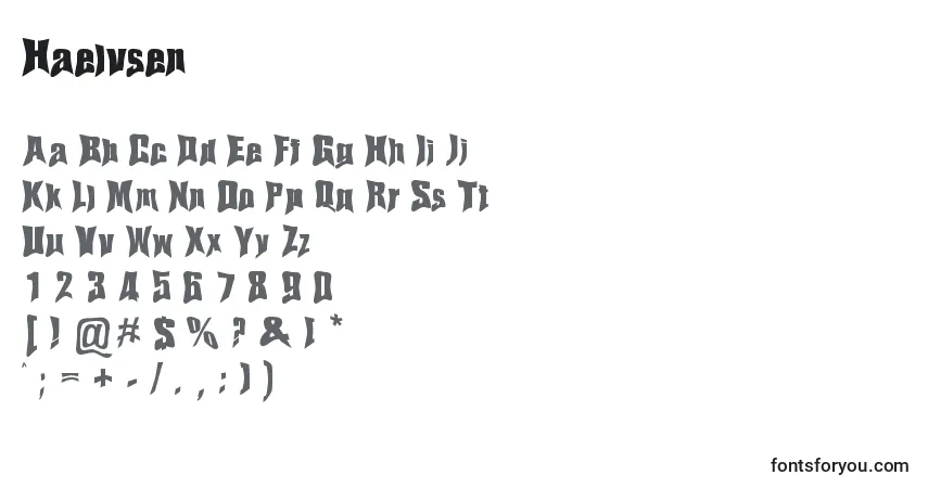 Schriftart Haelvsen – Alphabet, Zahlen, spezielle Symbole