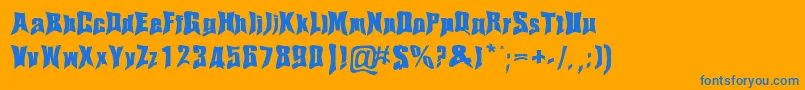 Haelvsen-Schriftart – Blaue Schriften auf orangefarbenem Hintergrund