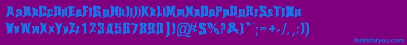 フォントHaelvsen – 紫色の背景に青い文字