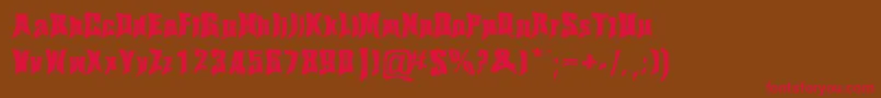 フォントHaelvsen – 赤い文字が茶色の背景にあります。