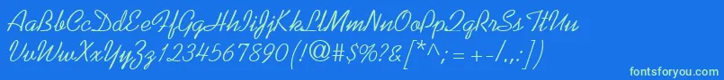 KaufmannRegularDb Font – Green Fonts on Blue Background
