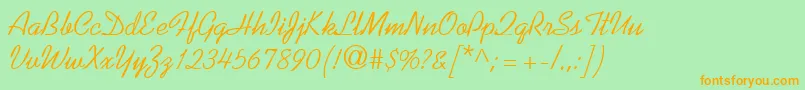 KaufmannRegularDb Font – Orange Fonts on Green Background