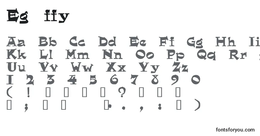 Schriftart Eg ffy – Alphabet, Zahlen, spezielle Symbole