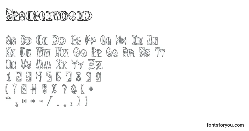 Schriftart Spacegimboid – Alphabet, Zahlen, spezielle Symbole