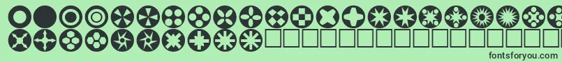 Fonte Circlethings – fontes pretas em um fundo verde