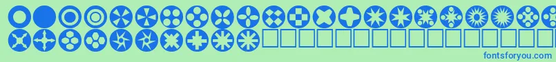 フォントCirclethings – 青い文字は緑の背景です。