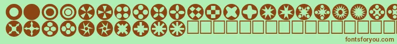 Fonte Circlethings – fontes marrons em um fundo verde