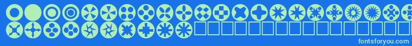 Circlethings-Schriftart – Grüne Schriften auf blauem Hintergrund
