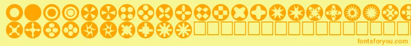 フォントCirclethings – オレンジの文字が黄色の背景にあります。