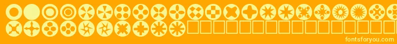 Saiba mais sobre a fonte Circlethings Fonte Circlethings – fontes amarelas em um fundo laranja