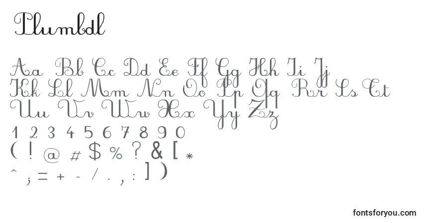 Schriftart Plumbdl – Alphabet, Zahlen, spezielle Symbole