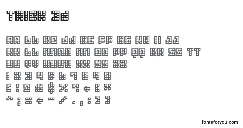 Schriftart Trick 3D – Alphabet, Zahlen, spezielle Symbole