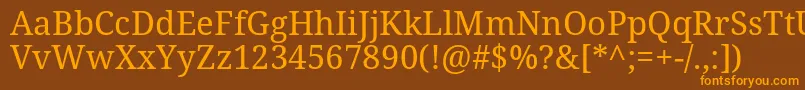 フォントNotoSerif – オレンジ色の文字が茶色の背景にあります。