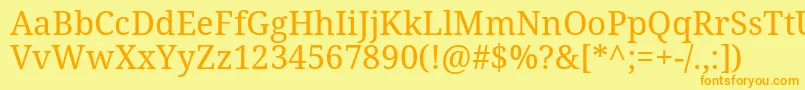 フォントNotoSerif – オレンジの文字が黄色の背景にあります。