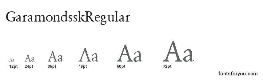 Rozmiary czcionki GaramondsskRegular