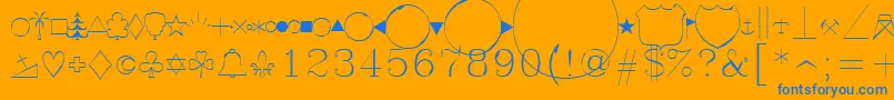 フォントSymap – オレンジの背景に青い文字