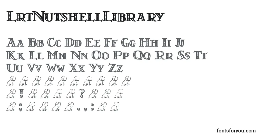 A fonte LrtNutshellLibrary – alfabeto, números, caracteres especiais