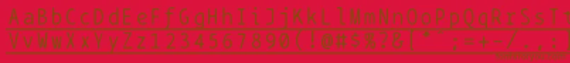 フォントBptypewriteunderscored – 赤い背景に茶色の文字