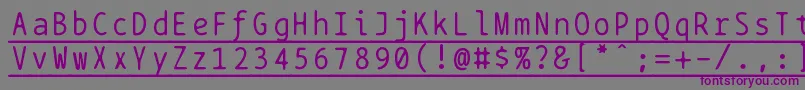 Bptypewriteunderscored-Schriftart – Violette Schriften auf grauem Hintergrund