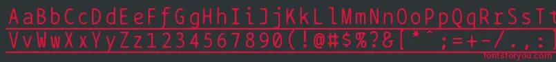 フォントBptypewriteunderscored – 黒い背景に赤い文字