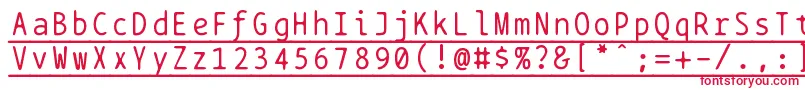 Bptypewriteunderscored-fontti – punaiset fontit valkoisella taustalla