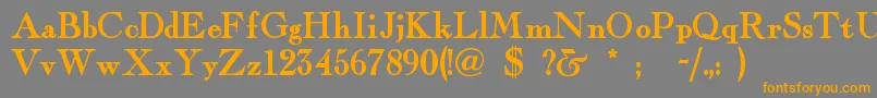 フォントFairfaxstation – オレンジの文字は灰色の背景にあります。