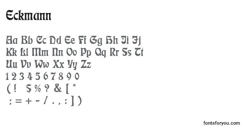 Czcionka Eckmann – alfabet, cyfry, specjalne znaki