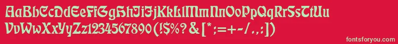 Eckmann-Schriftart – Grüne Schriften auf rotem Hintergrund