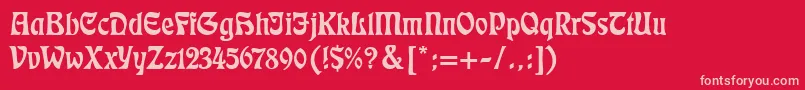 Eckmann-fontti – vaaleanpunaiset fontit punaisella taustalla