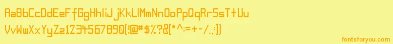 フォントBoxmd – オレンジの文字が黄色の背景にあります。