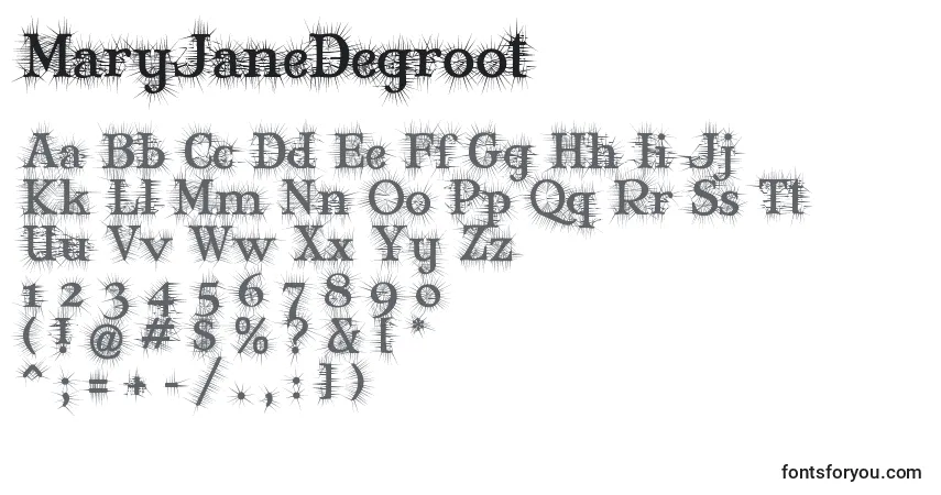 MaryJaneDegroot-fontti – aakkoset, numerot, erikoismerkit