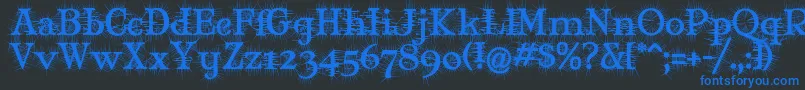 MaryJaneDegroot-Schriftart – Blaue Schriften auf schwarzem Hintergrund