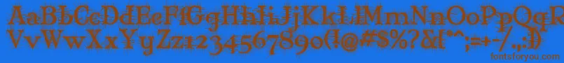 MaryJaneDegroot-Schriftart – Braune Schriften auf blauem Hintergrund