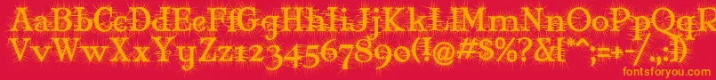 MaryJaneDegroot-Schriftart – Orangefarbene Schriften auf rotem Hintergrund