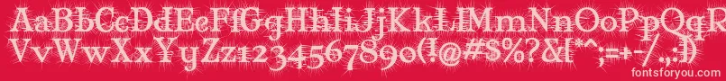 MaryJaneDegroot-fontti – vaaleanpunaiset fontit punaisella taustalla