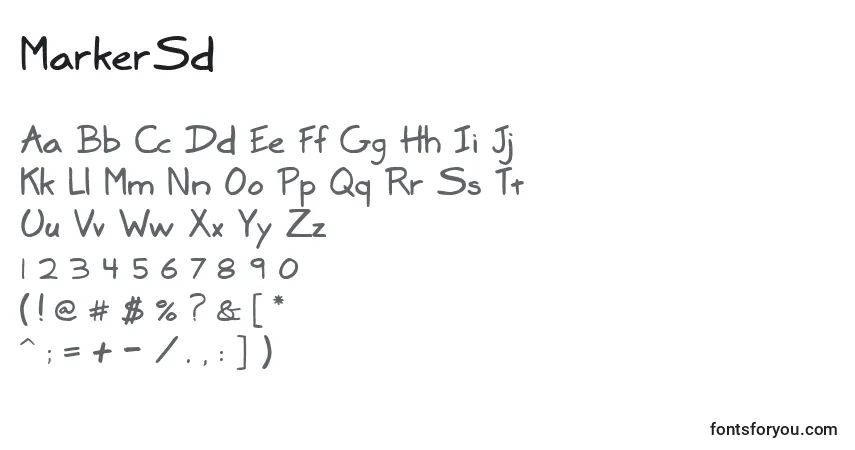A fonte MarkerSd – alfabeto, números, caracteres especiais