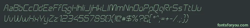 フォントAunchantedthinoblique – 黒い背景に緑の文字