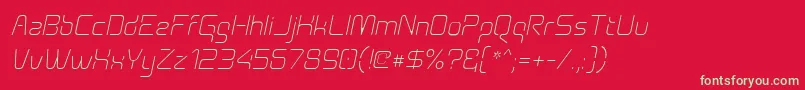 フォントAunchantedthinoblique – 赤い背景に緑の文字