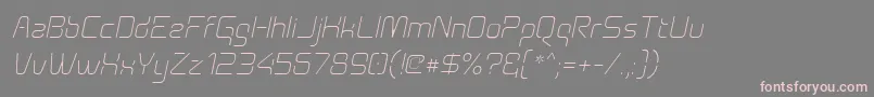 Czcionka Aunchantedthinoblique – różowe czcionki na szarym tle