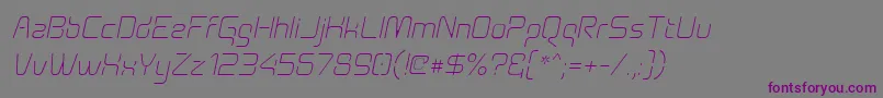 Шрифт Aunchantedthinoblique – фиолетовые шрифты на сером фоне