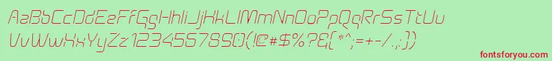 Aunchantedthinoblique Font – Red Fonts on Green Background
