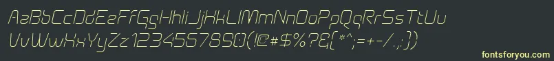 フォントAunchantedthinoblique – 黒い背景に黄色の文字