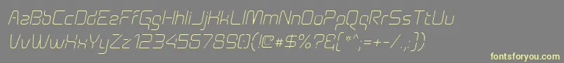 フォントAunchantedthinoblique – 黄色のフォント、灰色の背景