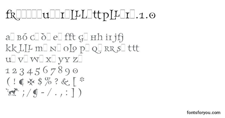 Czcionka FrancesUncialLetPlain.1.0 – alfabet, cyfry, specjalne znaki