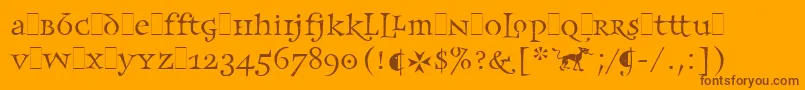 Lisätietoja FrancesUncialLetPlain.1.0-fontista FrancesUncialLetPlain.1.0-fontti – ruskeat fontit oranssilla taustalla