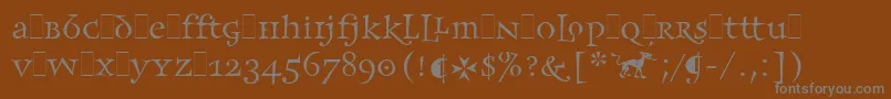 Подробнее о шрифте FrancesUncialLetPlain.1.0 Шрифт FrancesUncialLetPlain.1.0 – серые шрифты на коричневом фоне