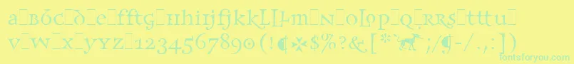 More about FrancesUncialLetPlain.1.0 Font FrancesUncialLetPlain.1.0 Font – Green Fonts on Yellow Background