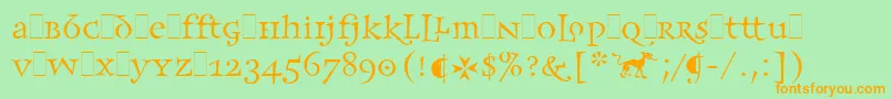 FrancesUncialLetPlain.1.0-Schriftart – Orangefarbene Schriften auf grünem Hintergrund
