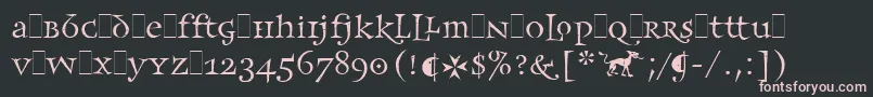 Saiba mais sobre a fonte FrancesUncialLetPlain.1.0 Fonte FrancesUncialLetPlain.1.0 – fontes rosa em um fundo preto