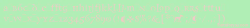 Шрифт FrancesUncialLetPlain.1.0 – розовые шрифты на зелёном фоне